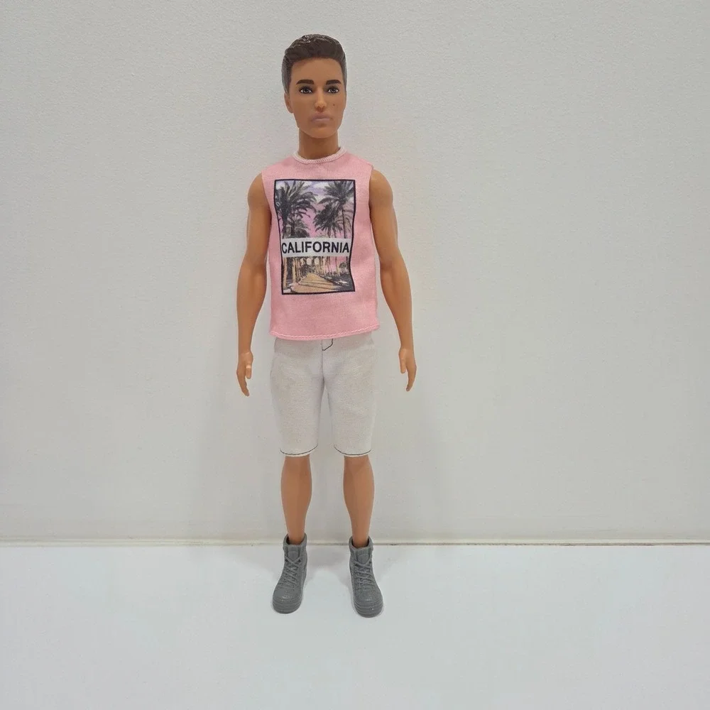 Mattel Barbie Fashionistas Ken Doll #17 Pink California Tank Top & Shorts FJF75